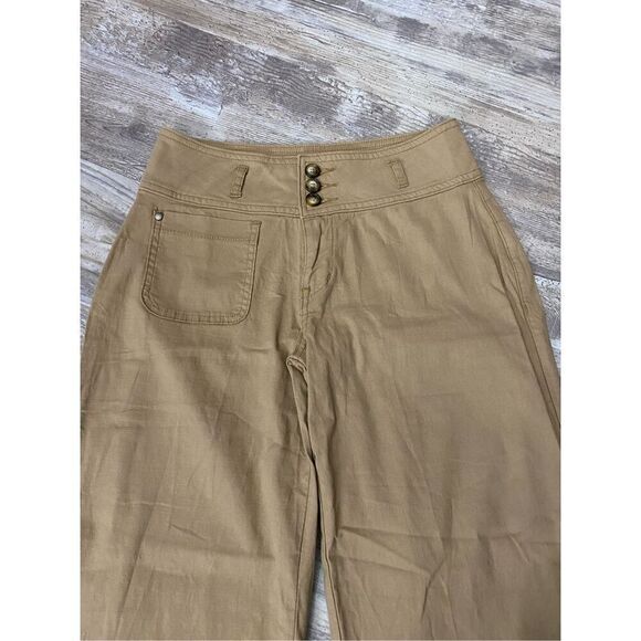 Flamingo Khaki Pants Wide Leg Crop Stretch Tan Women’s Sz M - Picture 2 of 9